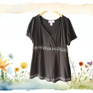 Black BEADED Tunic Top XL NWT Size 1X 16 - 18 Tags